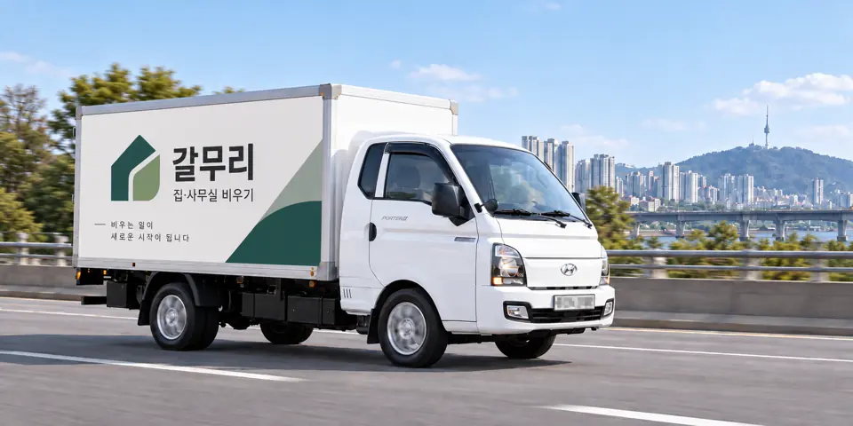 갈무리 작업 차량을 담은 그림 · 수석동 유품정리